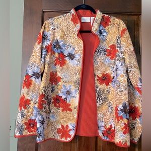 Quilted jacket, size 14, floral. EUC